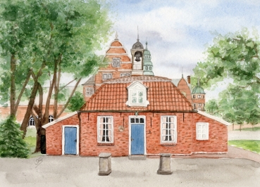 Poster DIN-A4 Aquarell Maritim Kunst Druck Kunstdruck Nordsee Ostfriesland - Standesamt Aurich - OFL10